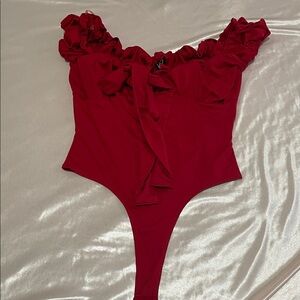 Red milk maid top bodysuit